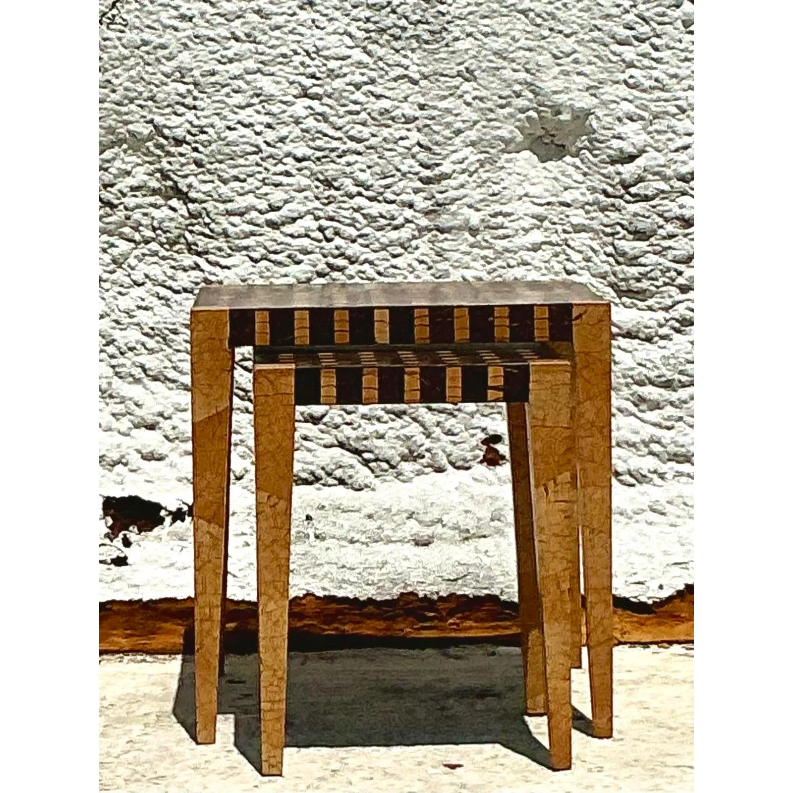 Vintage Boho Tessellated Coconut Shell Nesting Tables - Set of 2 — additional photo 4