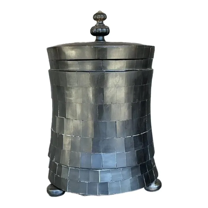Vintage Boho Tessellated Horn Lidded Urn — additional photo 1