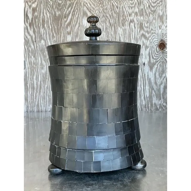 Vintage Boho Tessellated Horn Lidded Urn — additional photo 3