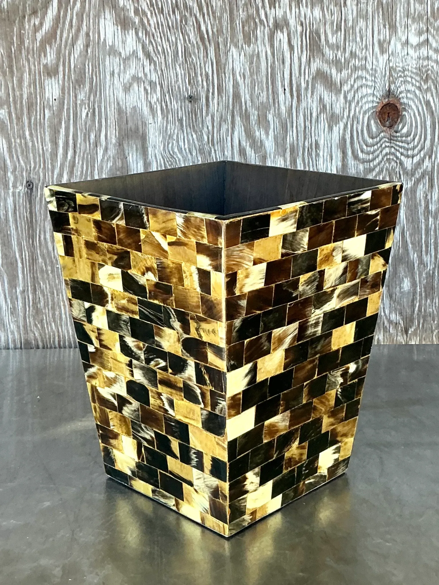 Vintage Boho Tessellated Horn Wastepaper Basket — additional photo 1