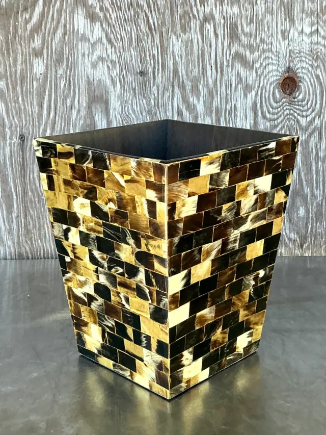 Vintage Boho Tessellated Horn Wastepaper Basket — additional photo 1