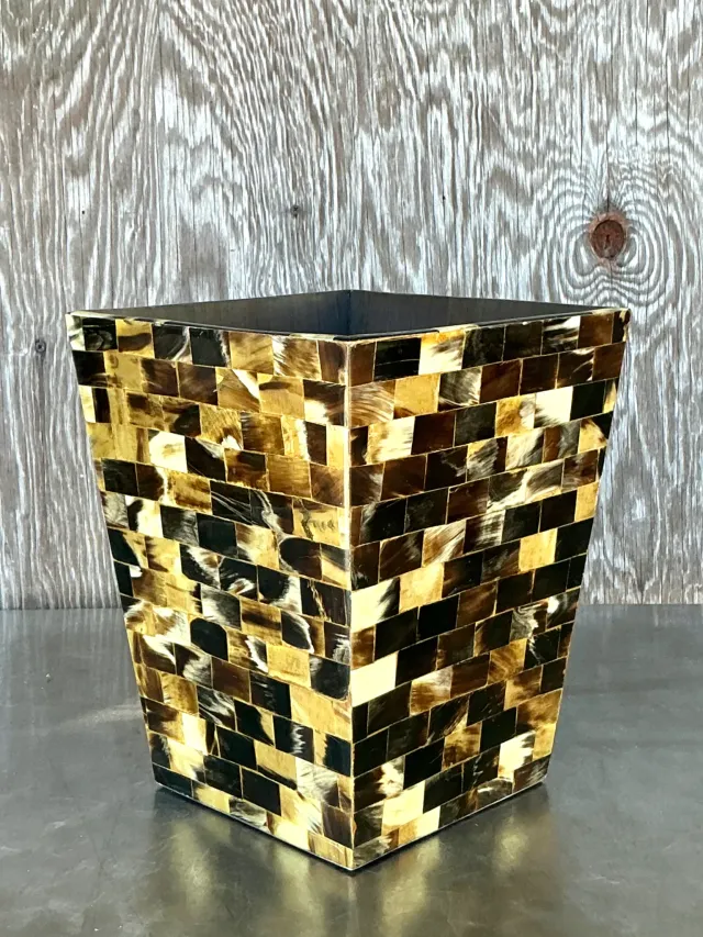 Vintage Boho Tessellated Horn Wastepaper Basket — additional photo 2