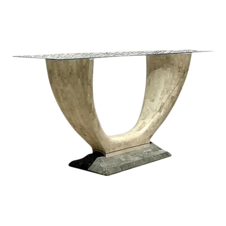 Vintage Boho Tessellated Stone Console Table