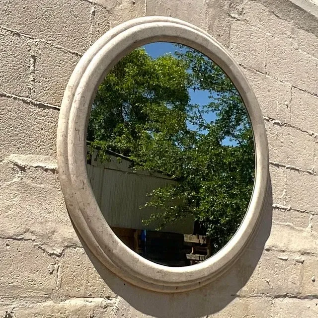Vintage Boho Tessellated Stone Round Mirror — additional photo 3
