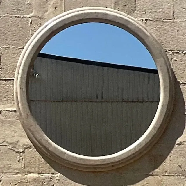 Vintage Boho Tessellated Stone Round Mirror — additional photo 4