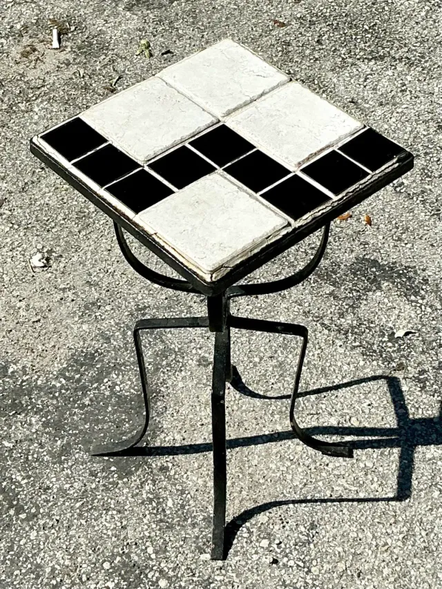 Vintage Boho Tile Top Drinks Table — additional photo 4