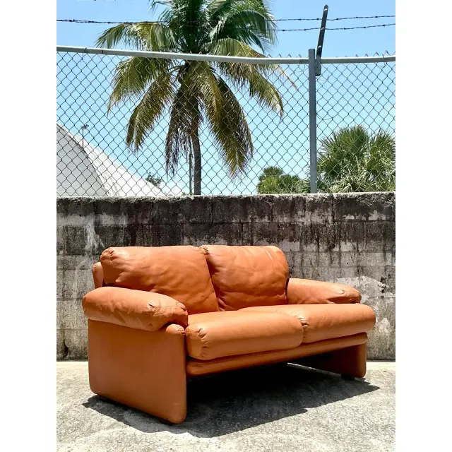 Vintage Boho Tobia Scarpa for B&b Italian Leather “Coronado” Loveseat — additional photo 4