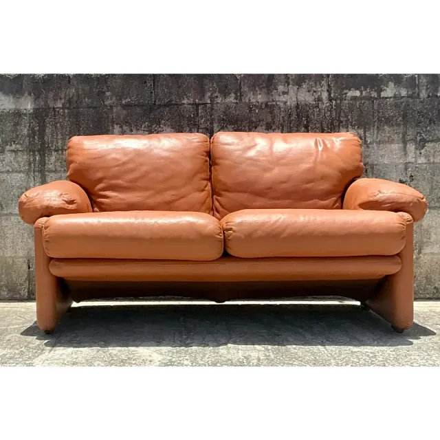 Vintage Boho Tobia Scarpa for B&b Italian Leather “Coronado” Loveseat — additional photo 5