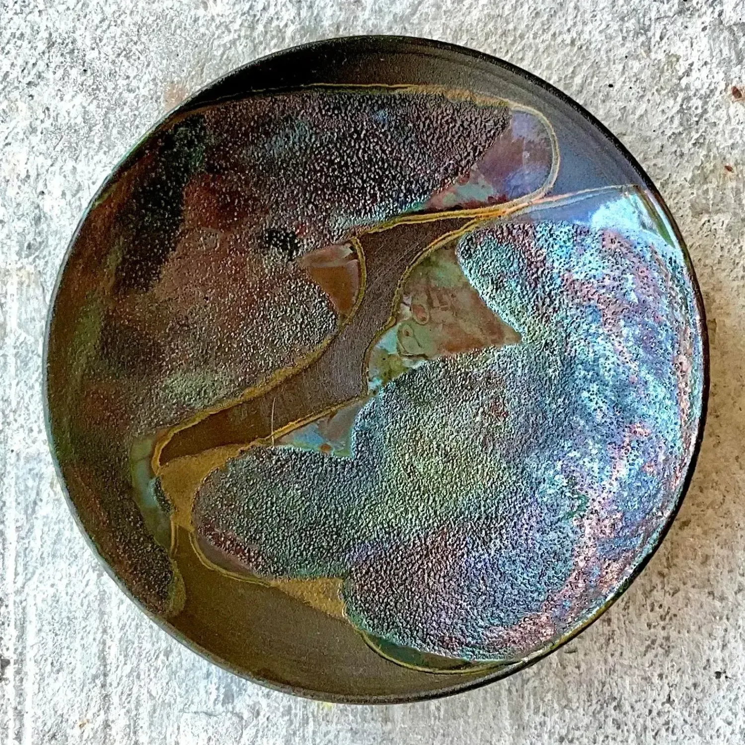 Vintage Boho Tony Evans Raku Ceramic Bowl
