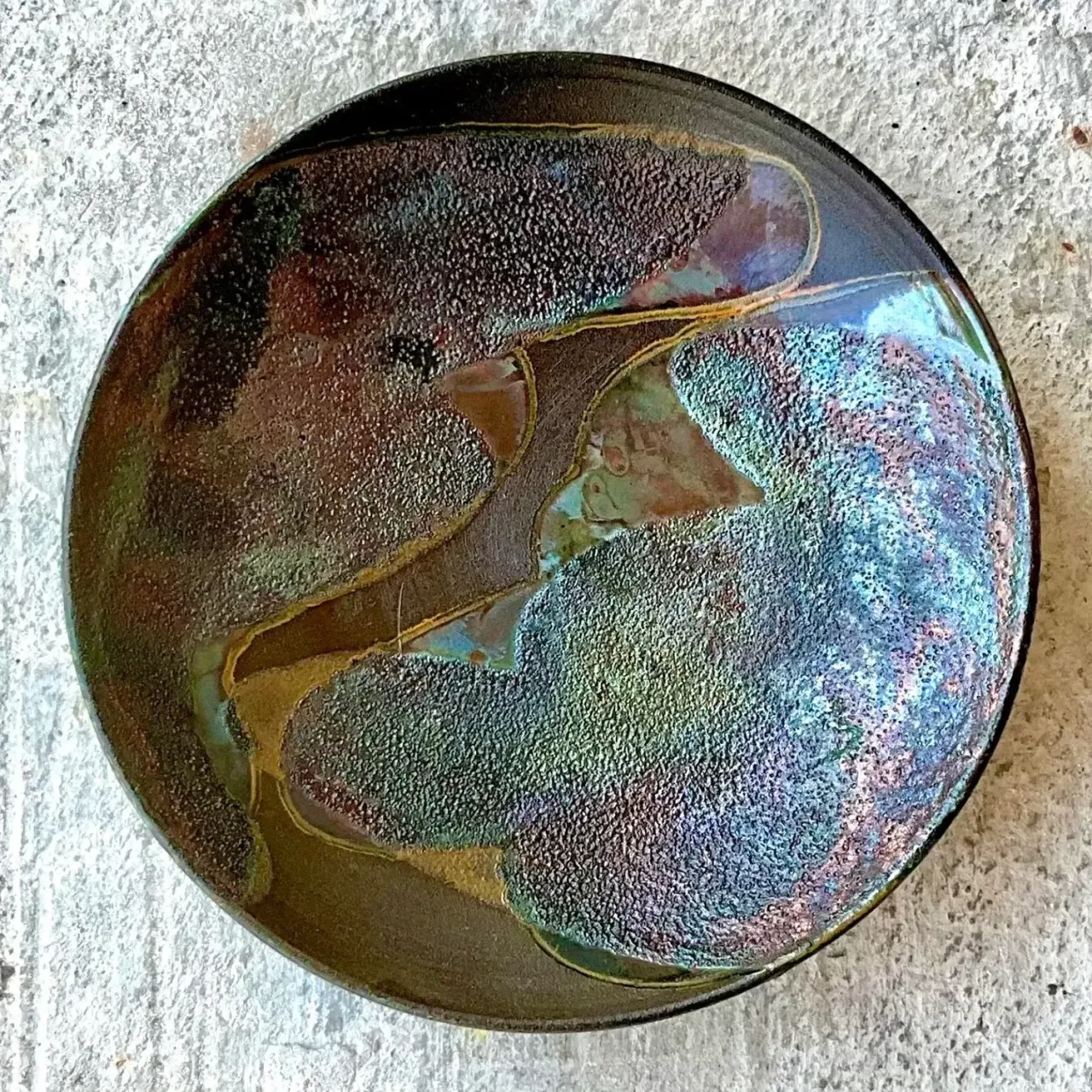 Vintage Boho Tony Evans Raku Ceramic Bowl
