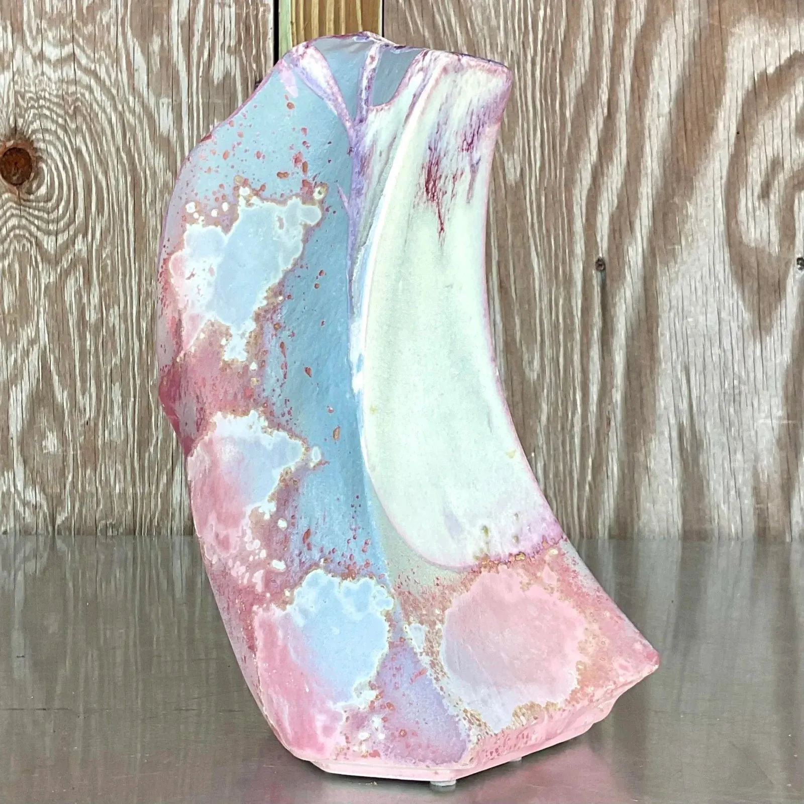 Vintage Boho Tony Evans Raku Fired Vase — additional photo 4