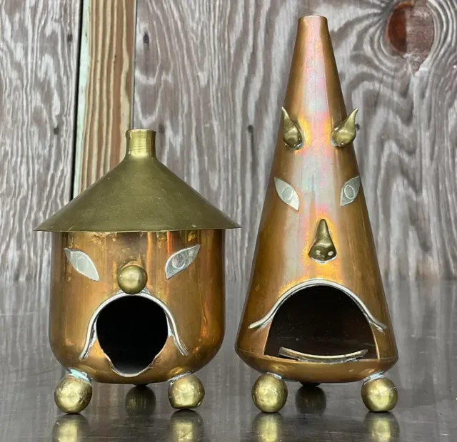 Vintage Boho Tooled Metal Ashtrays - Set of 2 — additional photo 5
