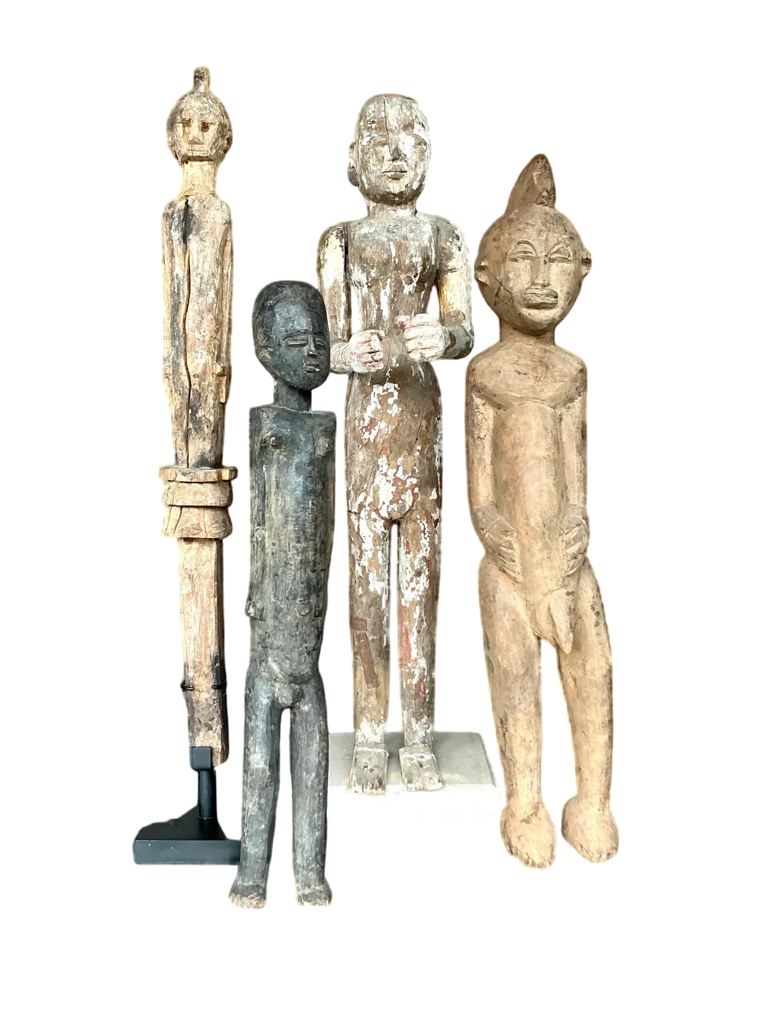 Vintage Boho Tribal African Carved Figures - Set Of 4