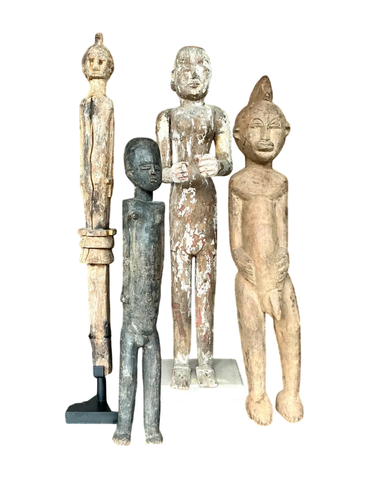 Vintage Boho Tribal African Carved Figures - Set Of 4