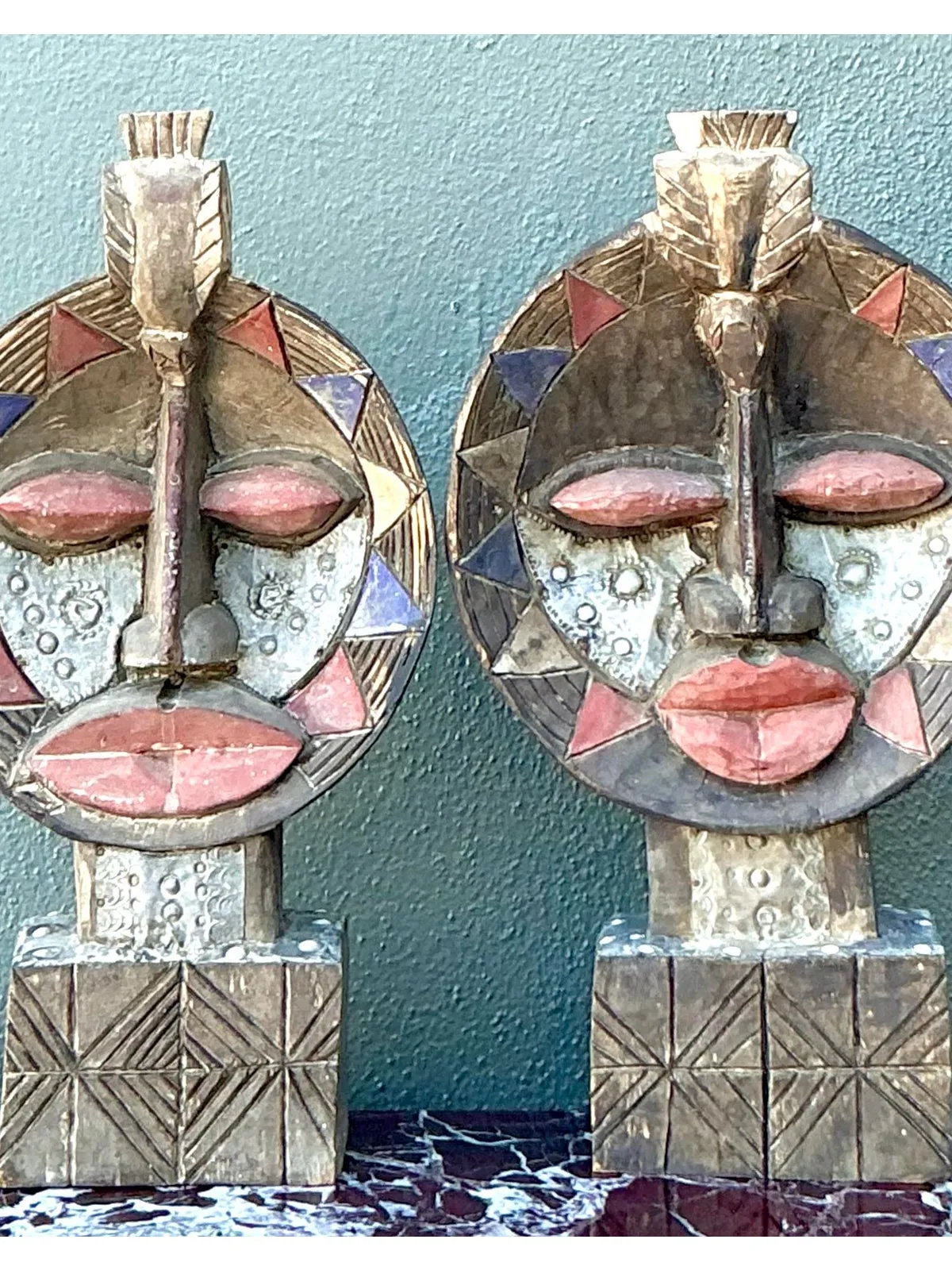 Vintage Boho Tribal Masks - Set of 2