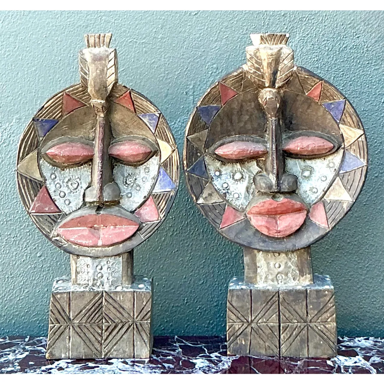 Vintage Boho Tribal Masks - Set of 2