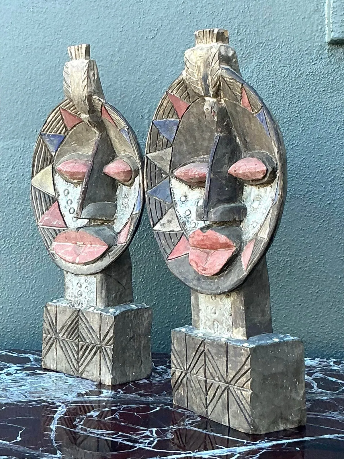 Vintage Boho Tribal Masks - Set of 2 — additional photo 1