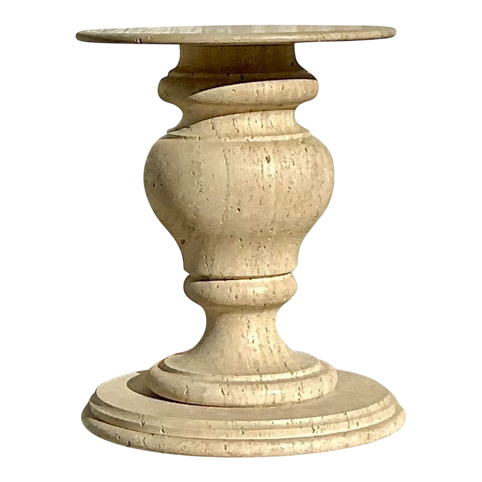 Vintage Boho Turned Travertine Dining Table Pedestal — additional photo 4