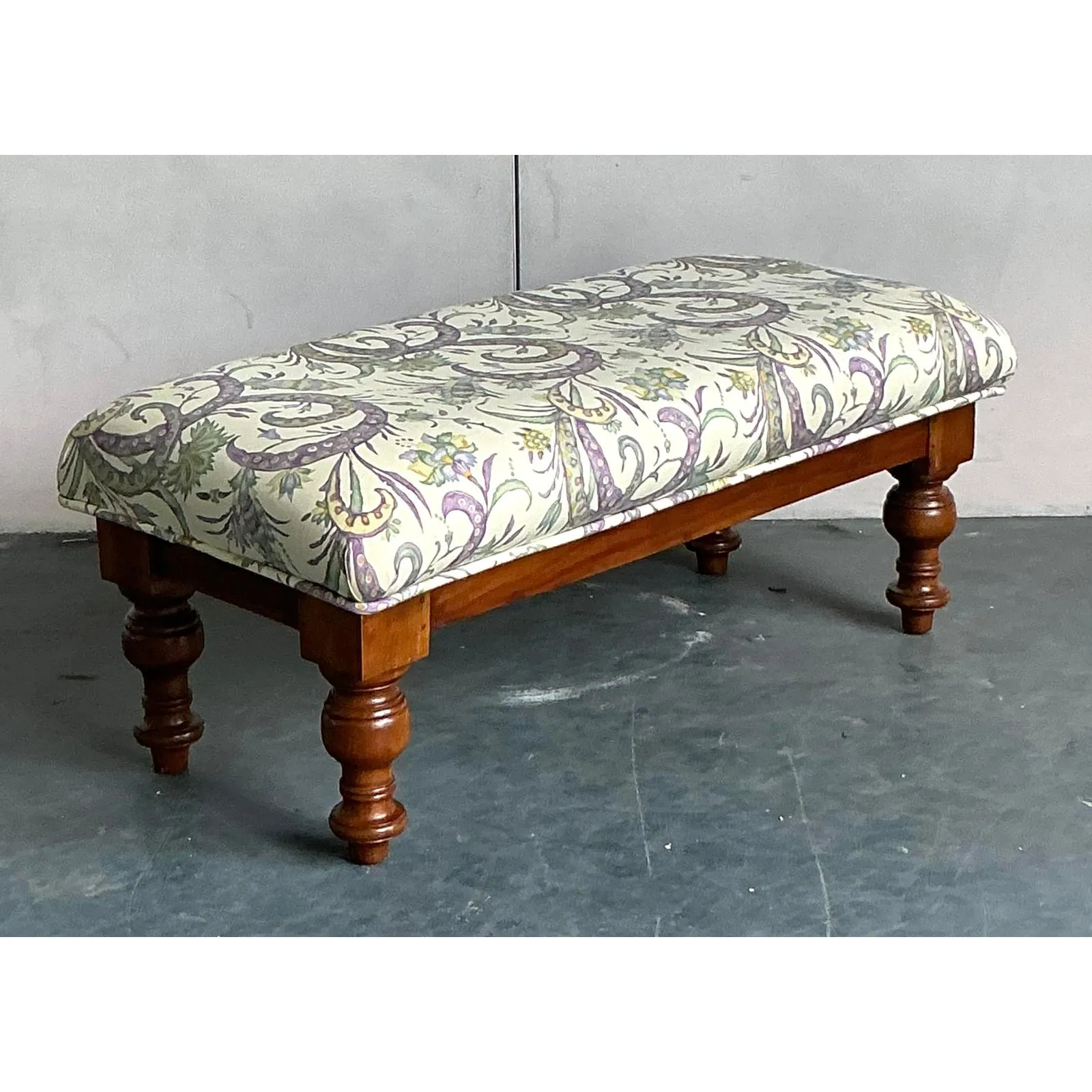Vintage Boho Turned Wood Bench — additional photo 4