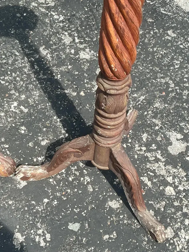 Vintage Boho Turned Wood Candlestick Pedestals - Set of 2 — additional photo 7