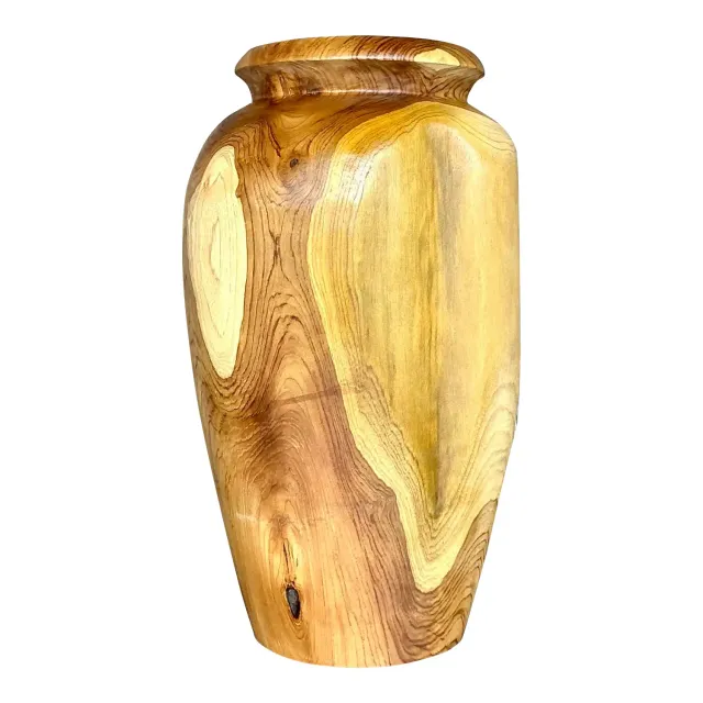 Vintage Boho Turned Wood Tall Vase — additional photo 1