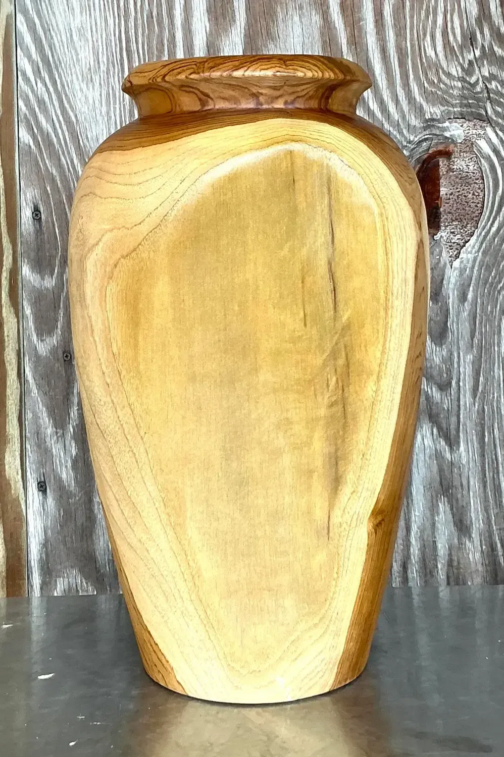 Vintage Boho Turned Wood Tall Vase — additional photo 3