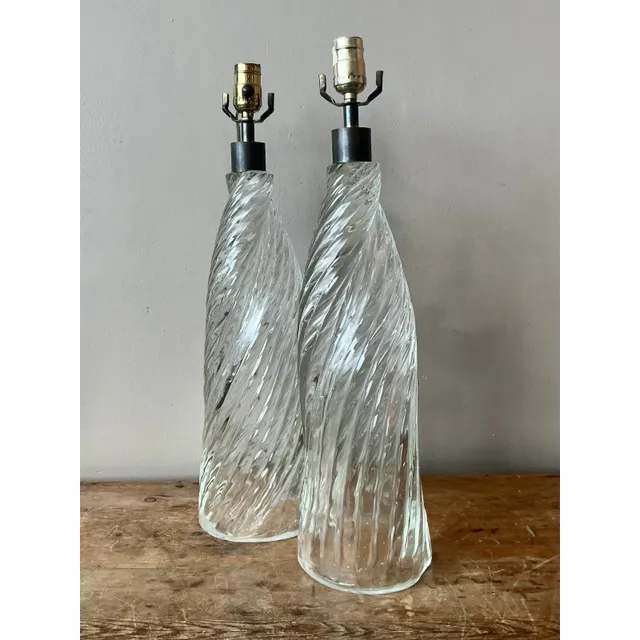 Vintage Boho Twisted Blown Glass Lamps - A Pair — additional photo 3