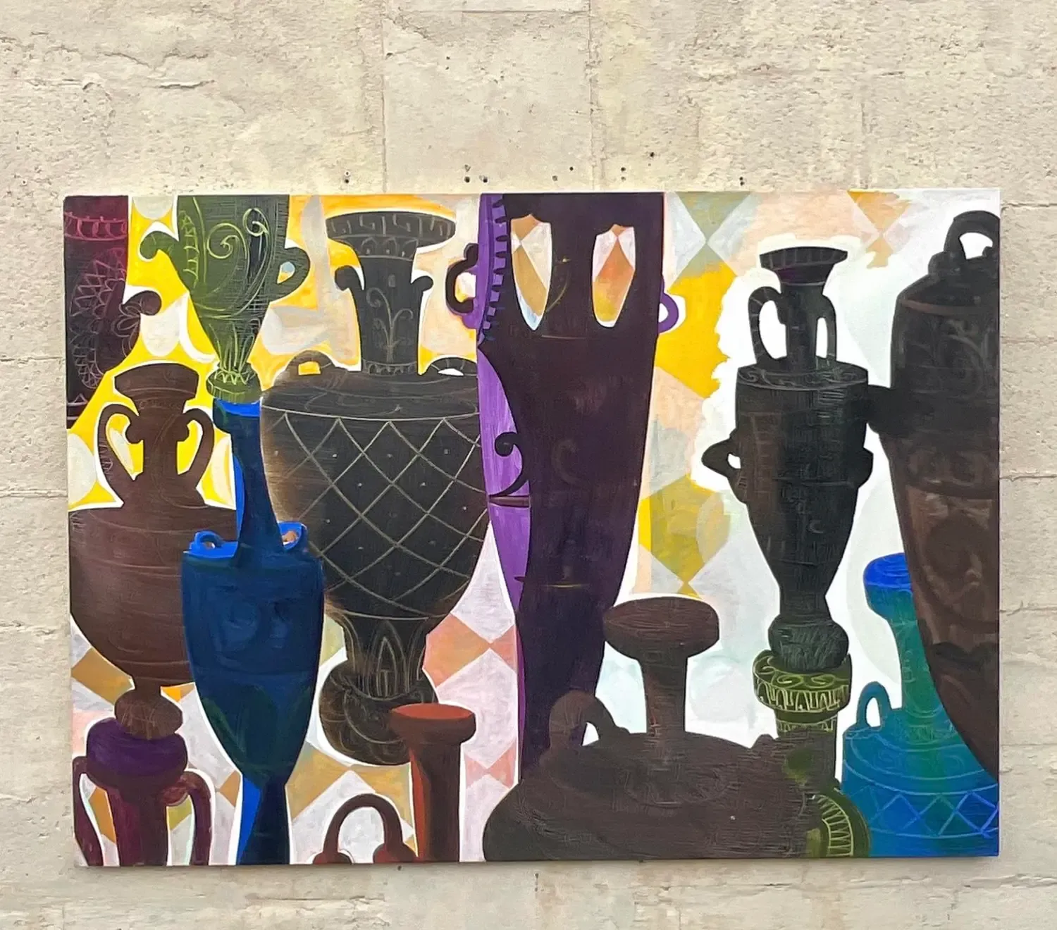 Vintage Boho Urns Original Oil Painting on Canvas — additional photo 2