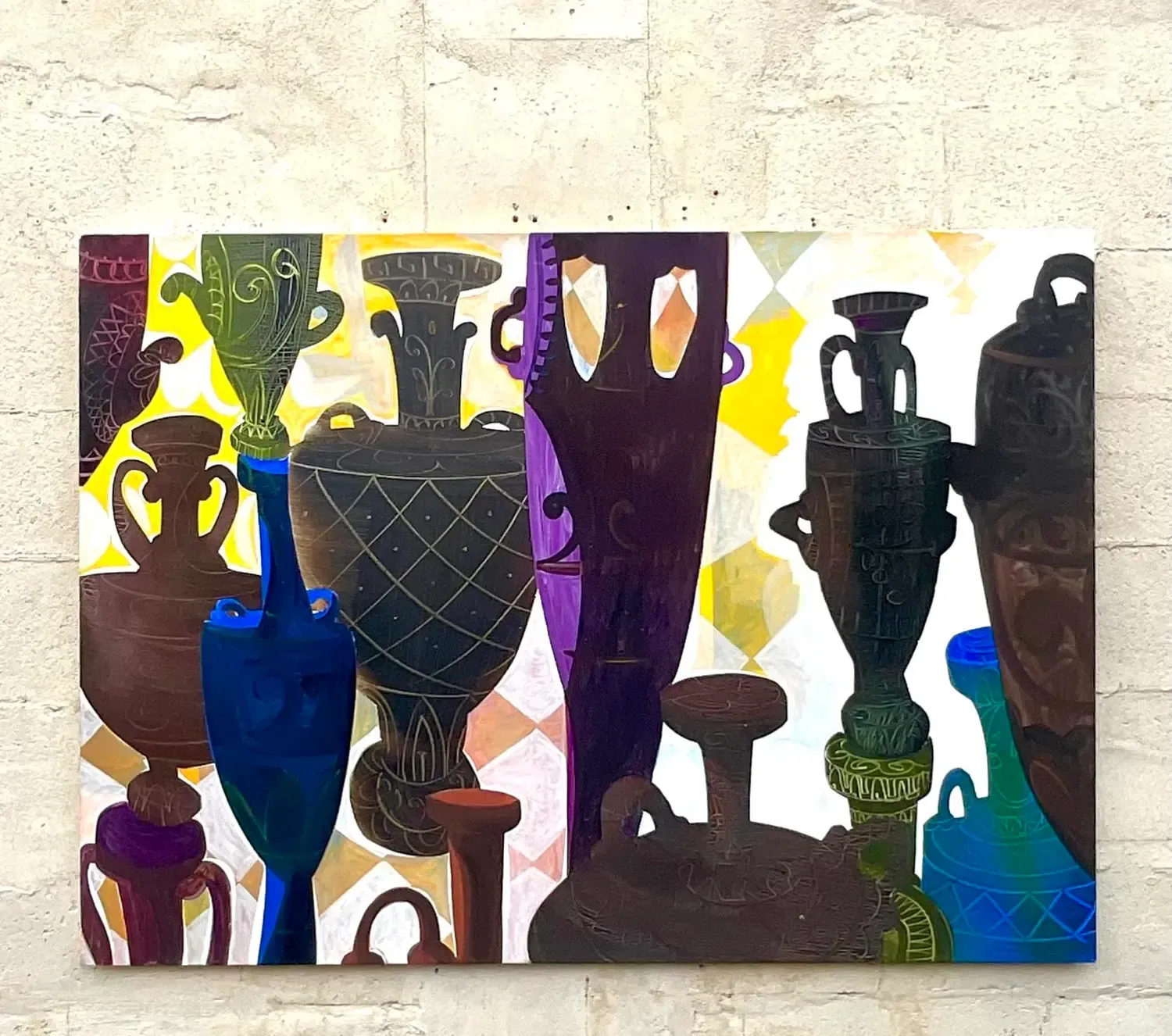 Vintage Boho Urns Original Oil Painting on Canvas — additional photo 3