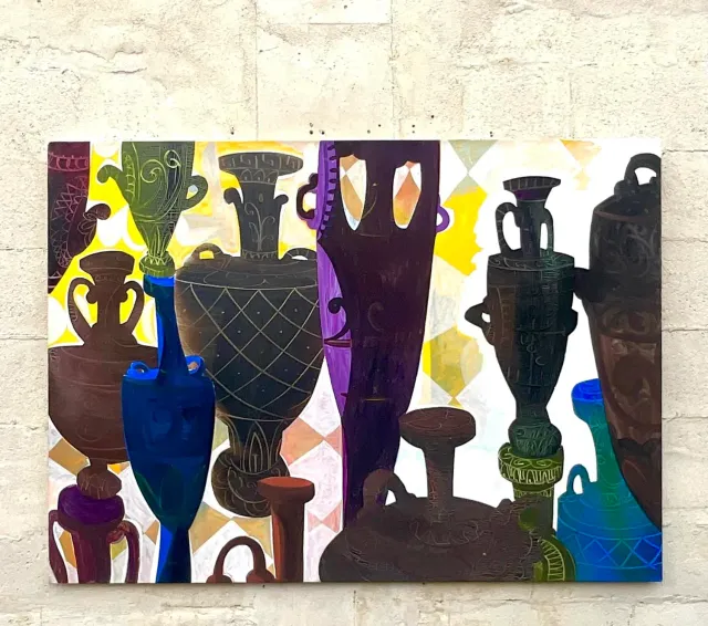 Vintage Boho Urns Original Oil Painting on Canvas — additional photo 3