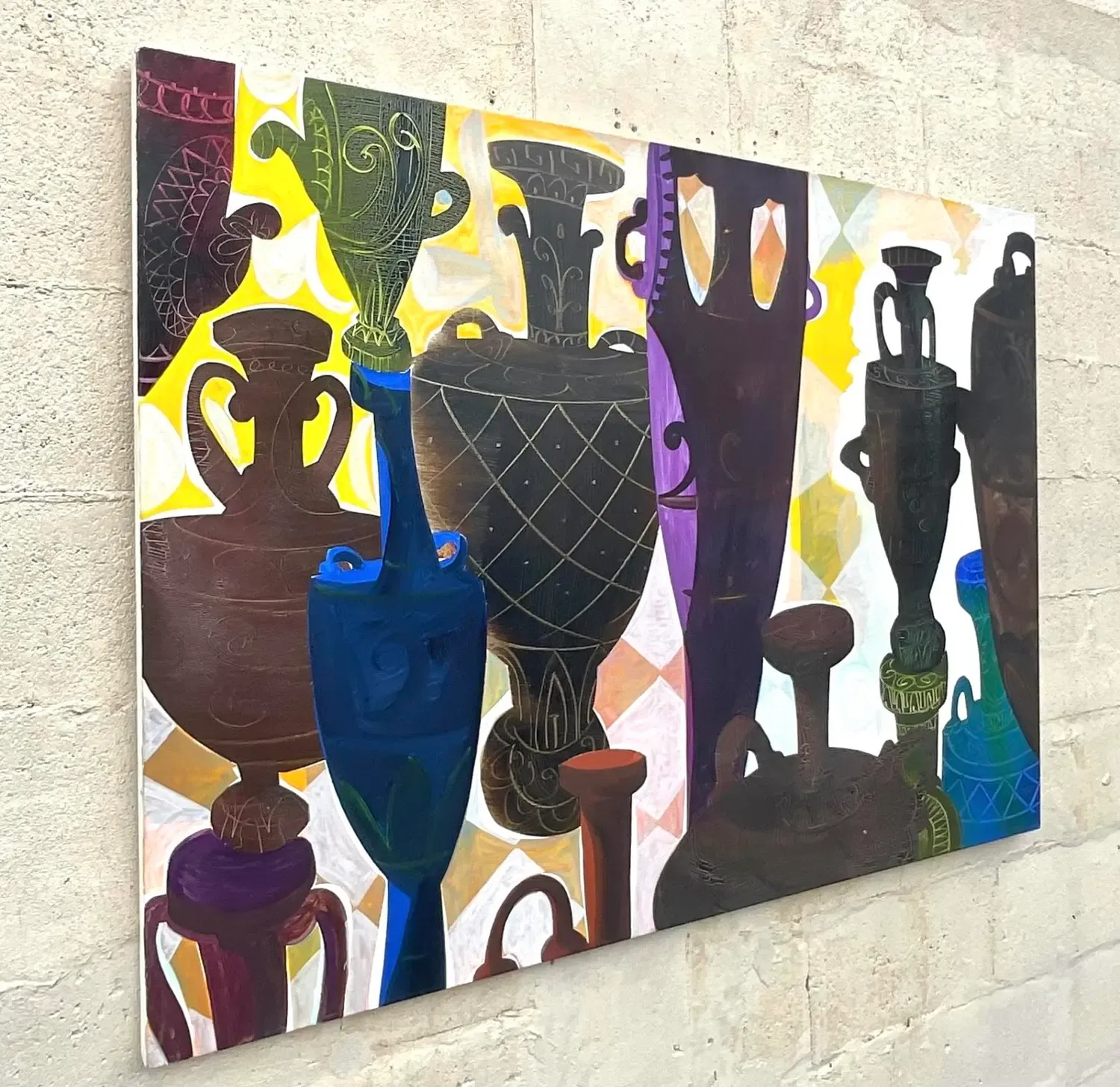 Vintage Boho Urns Original Oil Painting on Canvas — additional photo 4