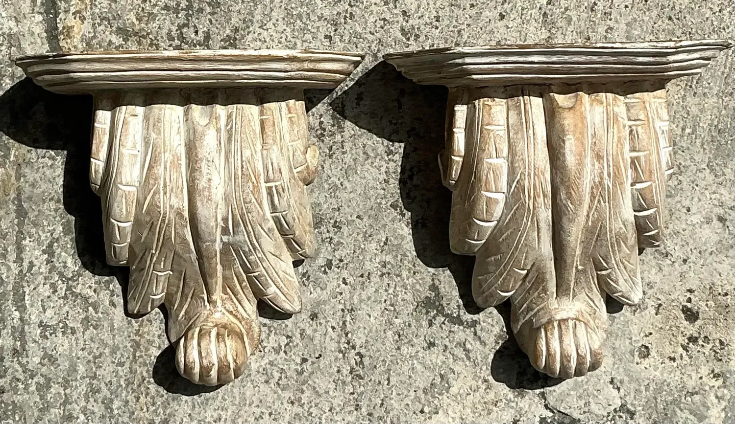 Vintage Boho Washed Wood Brackets - a Pair