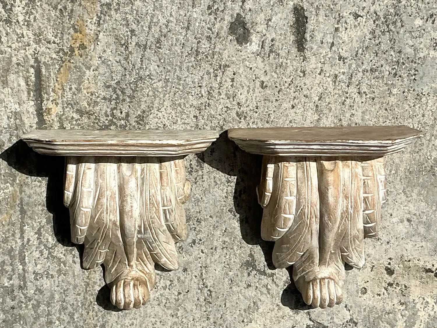 Vintage Boho Washed Wood Brackets - a Pair — additional photo 4