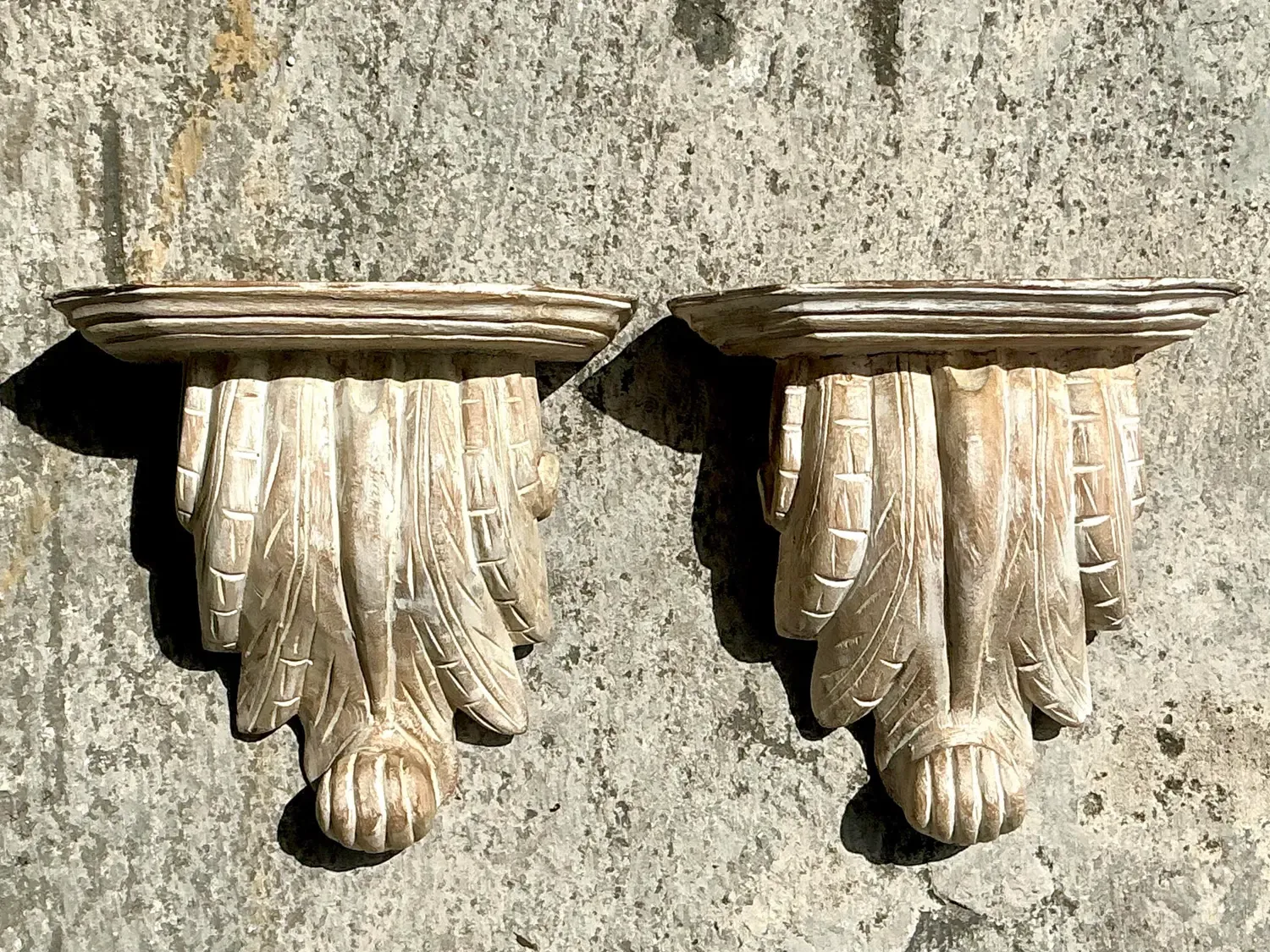Vintage Boho Washed Wood Brackets - a Pair — additional photo 7