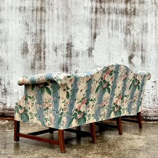Vintage Boho Waxed Chintz Camelback Sofa — additional photo 3