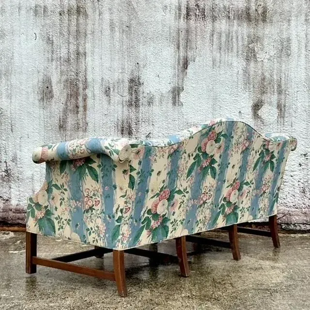 Vintage Boho Waxed Chintz Camelback Sofa — additional photo 4