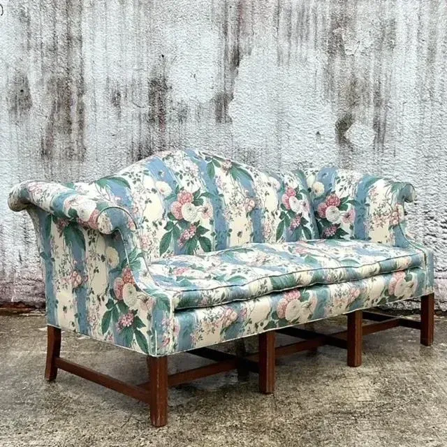 Vintage Boho Waxed Chintz Camelback Sofa — additional photo 5