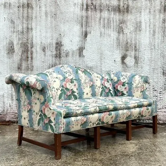 Vintage Boho Waxed Chintz Camelback Sofa — additional photo 7