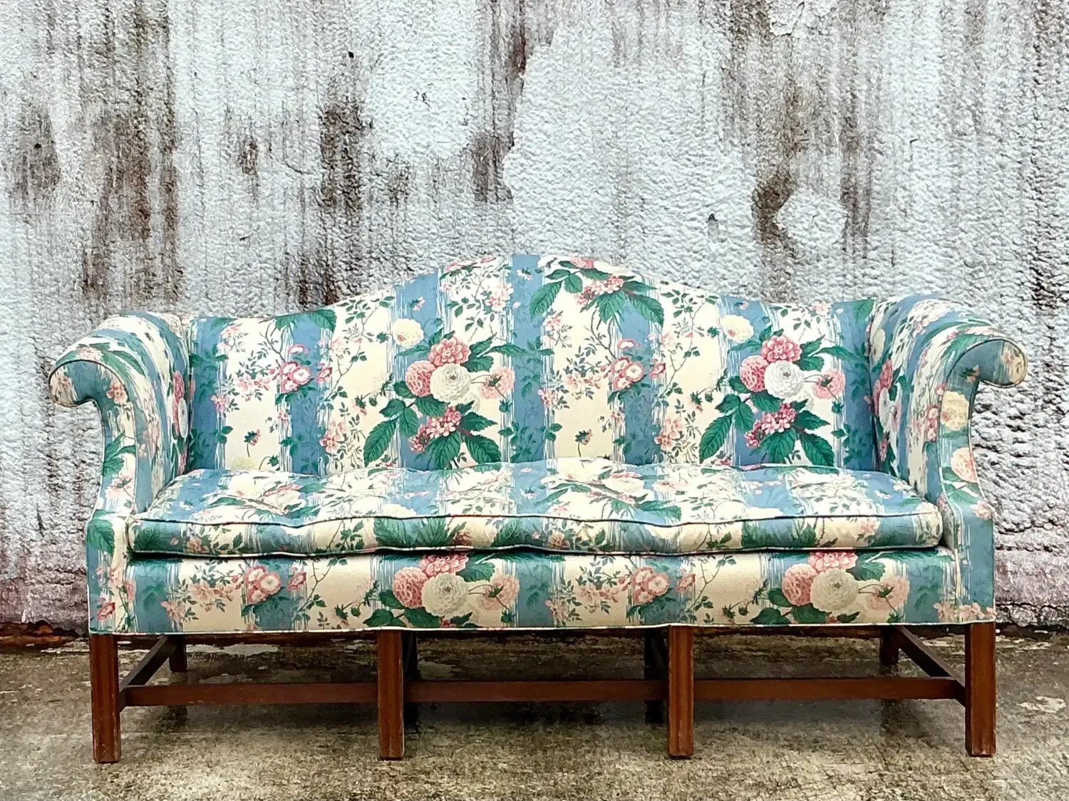 Vintage Boho Waxed Chintz Camelback Sofa — additional photo 8