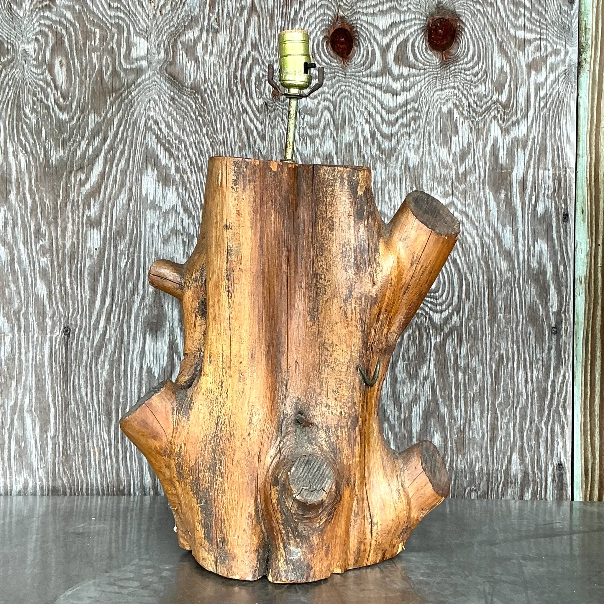 Vintage Boho Wood Block Lamp — additional photo 1
