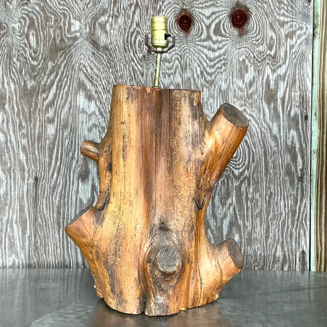 Vintage Boho Wood Block Lamp — additional photo 1