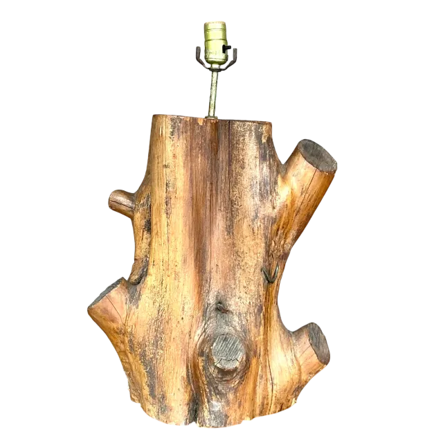 Vintage Boho Wood Block Lamp — additional photo 3
