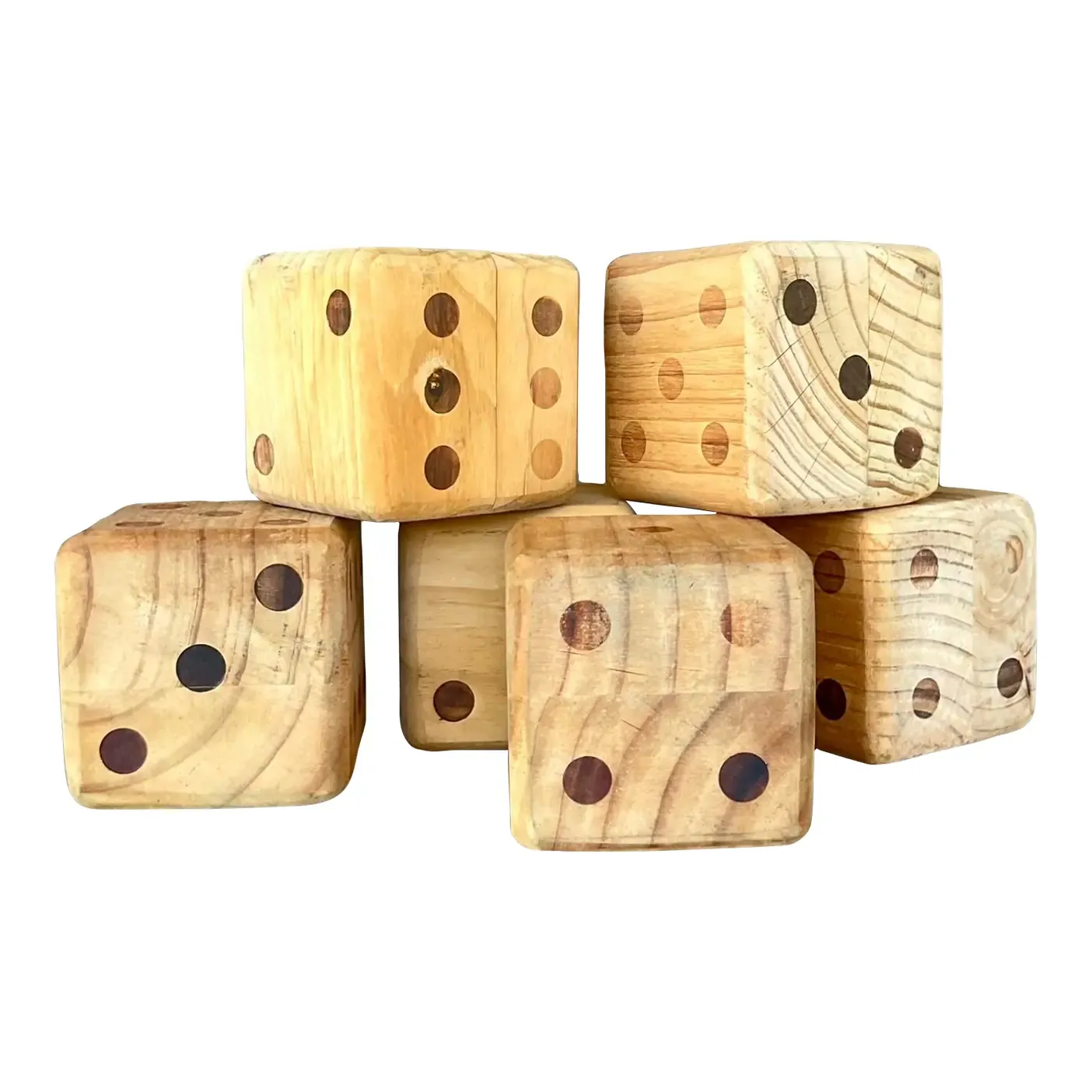 Vintage Boho Wood Block Set of 6 Dice — additional photo 1