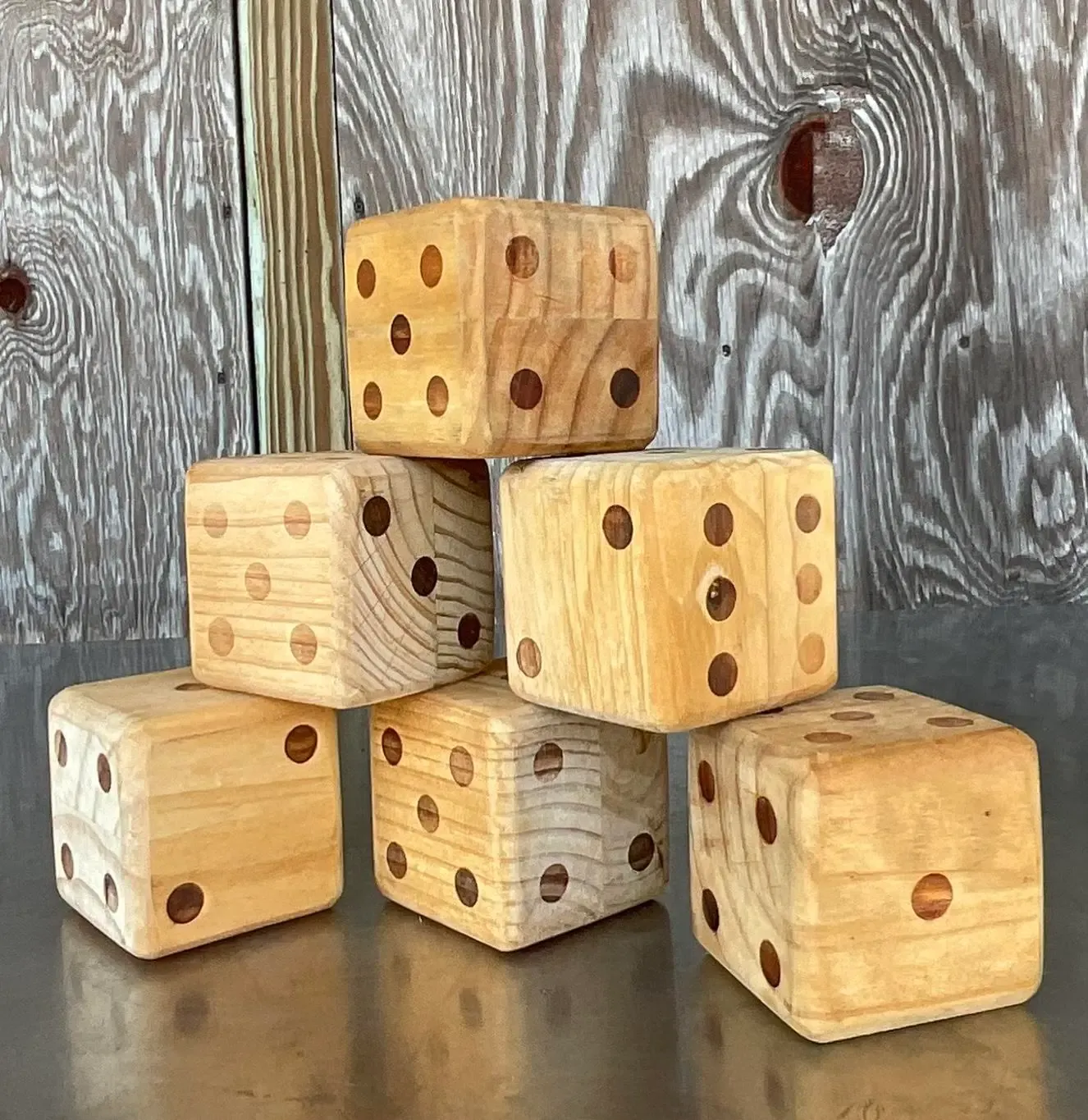 Vintage Boho Wood Block Set of 6 Dice — additional photo 2