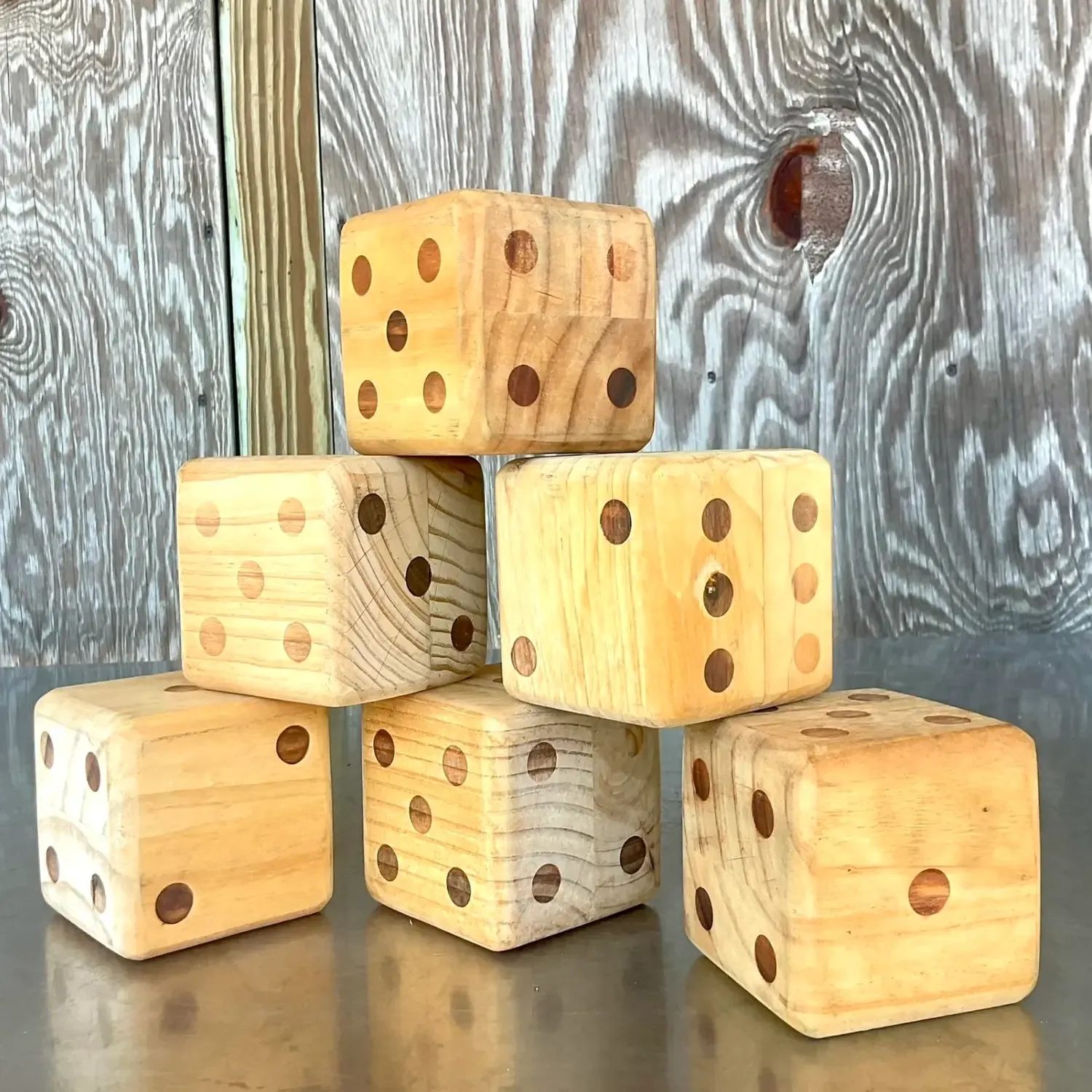 Vintage Boho Wood Block Set of 6 Dice — additional photo 3