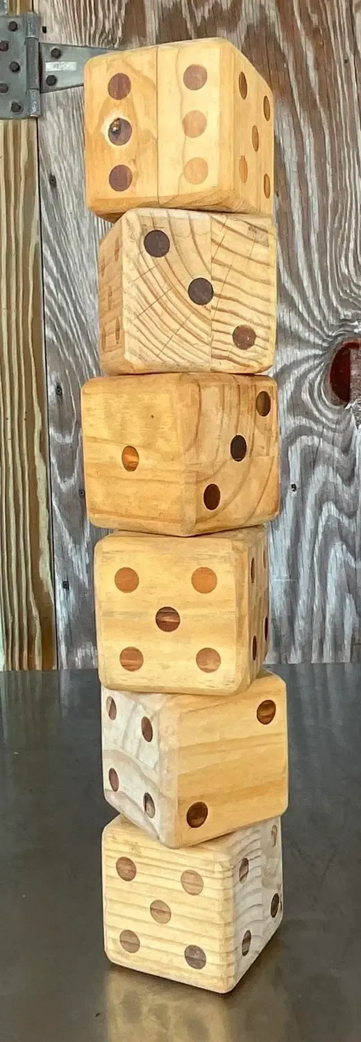 Vintage Boho Wood Block Set of 6 Dice — additional photo 5