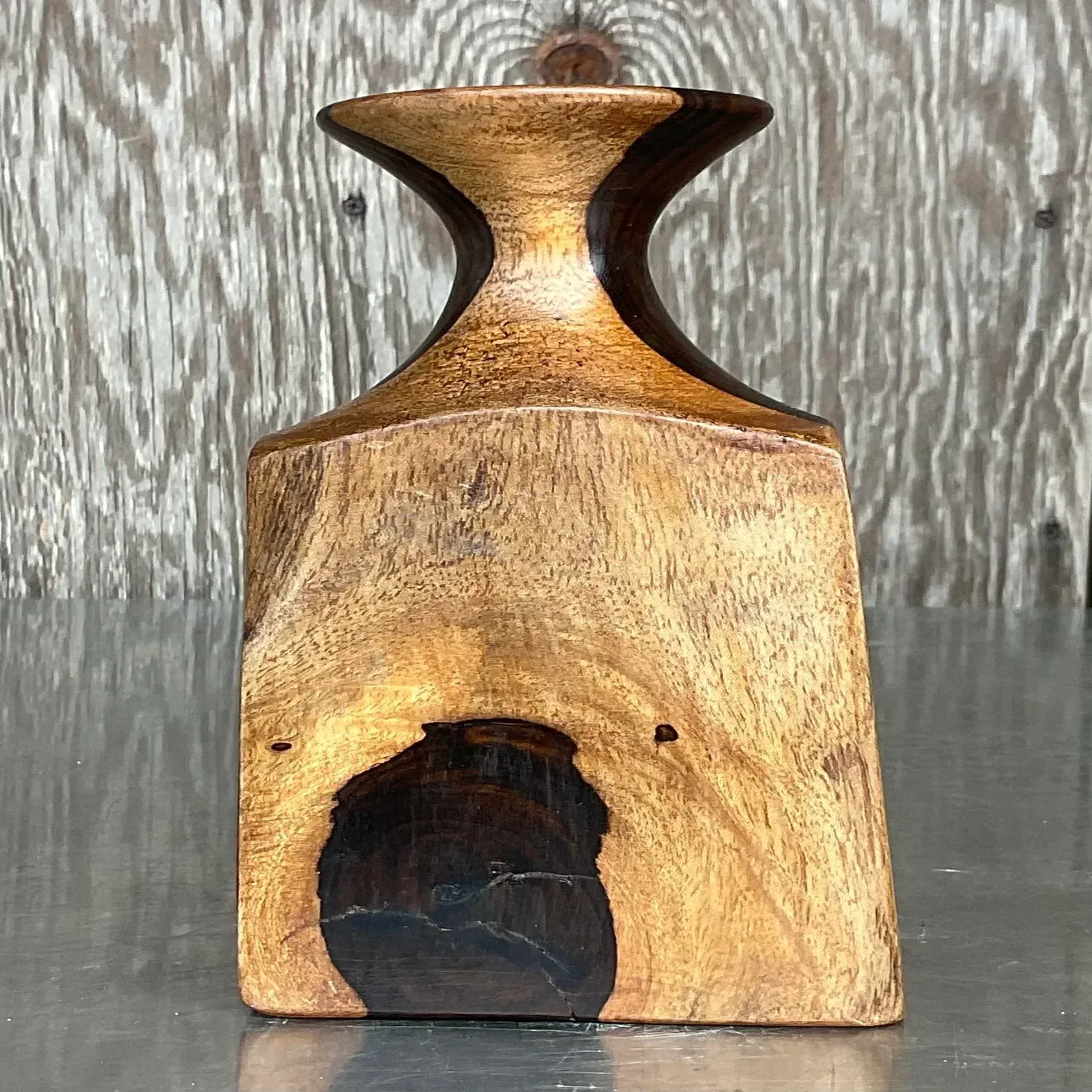 Vintage Boho Wood Vase