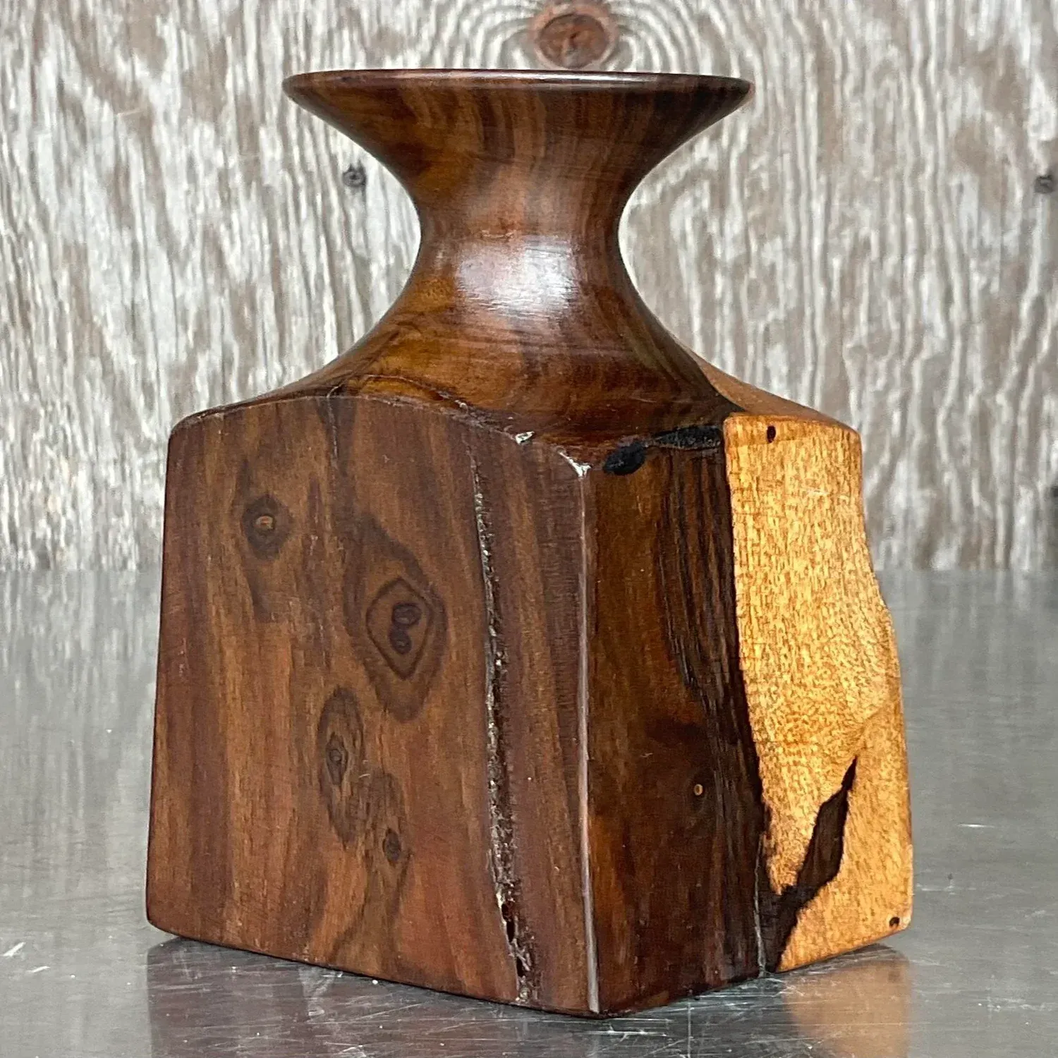 Vintage Boho Wood Vase — additional photo 1