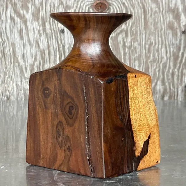 Vintage Boho Wood Vase — additional photo 1