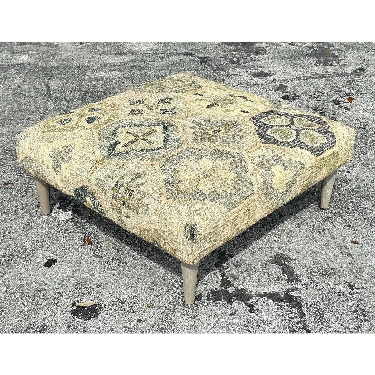 Vintage Boho Woven Kilim Style Ottoman
